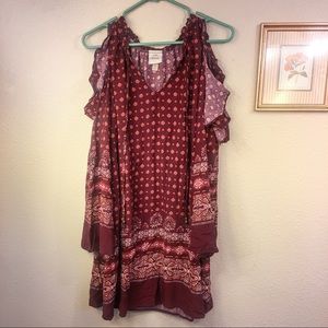 Bohemian style cold shoulder dress